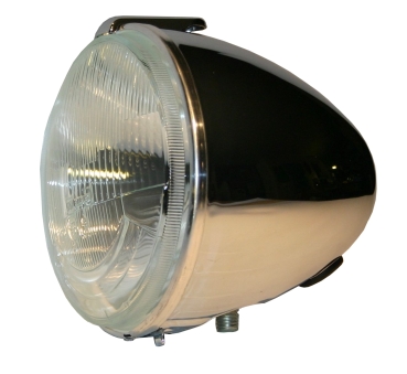 Scheinwerfersatz rund, inkl. BILUX-Reflektor + Chromtopf (Kunststoff), 2CV / AK / HY