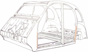 A/C Säule (Rep.-Blech) ca. 50cm lang, 2CV