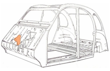 Heizungsstutzen groß an Stirnwand, 2CV