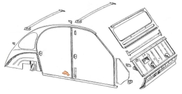 Verstärkungsblech rechts von B-Säule zum Schweller, 2CV