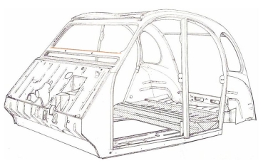 Frontscheibenrahmenquerstreben-Mittelteil, 2CV/AK