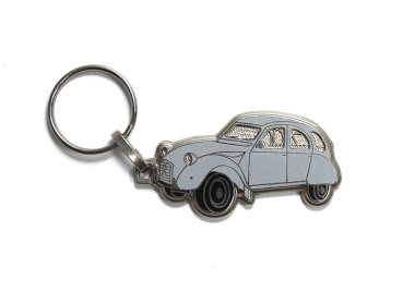 Schlüsselanhänger: 2CV grau (Relief Emaille)