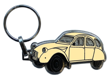 Schlüsselanhänger: 2CV beige / Relief Emaille