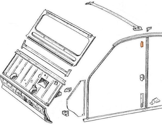 Gurthalter an der B-Säule oben (2-teilig, Dreieck und Haken) wird