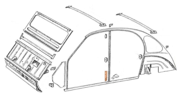 Türfangbandhalterung / Verstärkungsblech unten an B-Säule (links oder rechts), 2CV