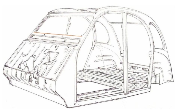 Frontscheibenrahmenquerstreben-Mittelteil, 2CV/AK
