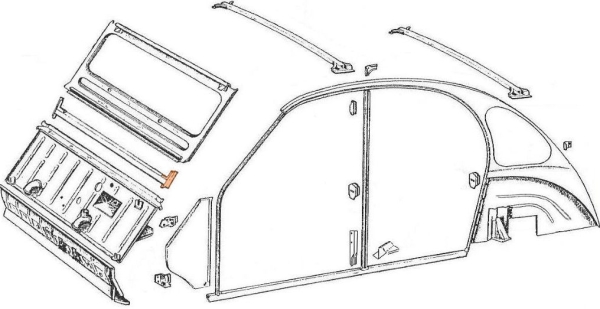 Frontscheibenrahmenquerstrebe-Halterung links, 2CV / AK