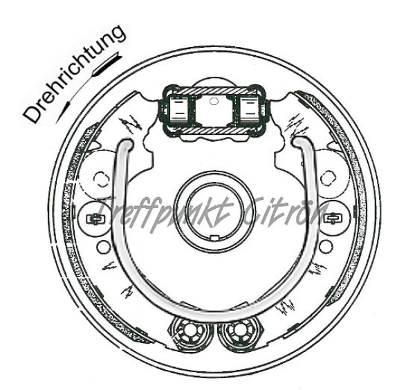 Bremsbacken hinten (OE-Qualität Valeo, Brembo, etc.) mit auf - und ablaufende Backen, 2CV ...