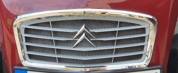 Haubengrill grau -Original Qualität-, verchromtem Rahmen, 2CV