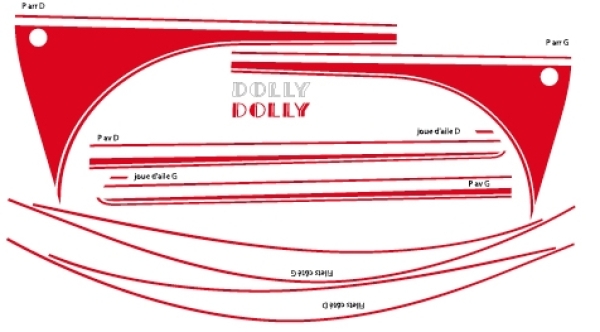 Klebesatz Dolly rot / weiß, 2CV