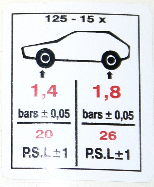 Aufkleber für Fahrertüre innen -Reifendruck- (4x4,5cm)