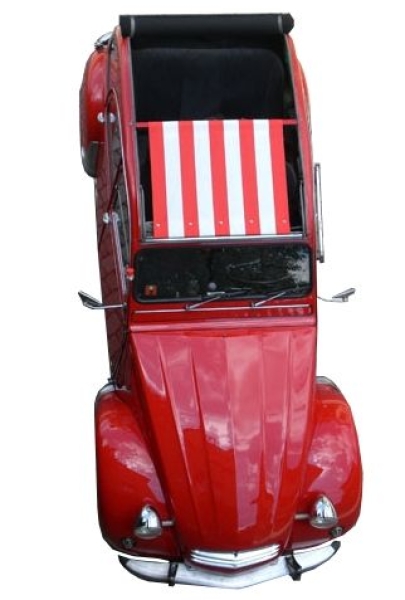 Sonnensegel rot/weiß gestreift, 2CV