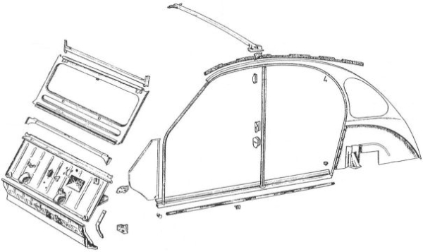 Verstärkungsblech vorne Bodenblech / Pedalbodenblech, 2CV